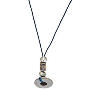 Boho Tribal Inspired Wooden Disc Beaded Cord Necklace Fashion Jewelry Women